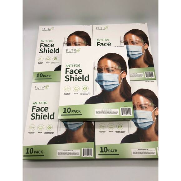 Face Shields 10-pack Barrier Comfort FLTR Pure Protection Anti-Fog Lot of 10 - Picture 1 of 7